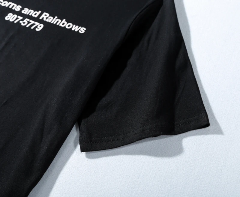 18SS Vetements черная футболка Vetements Единорог сзади Футболка с принтом Vetements стильная повседневная хлопковая футболка