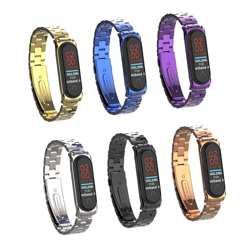

Metal bracelet for xiaomi mi band 4 strap Stainless steel solid bead xiaomiband4 Wristband colors correa for miband 4