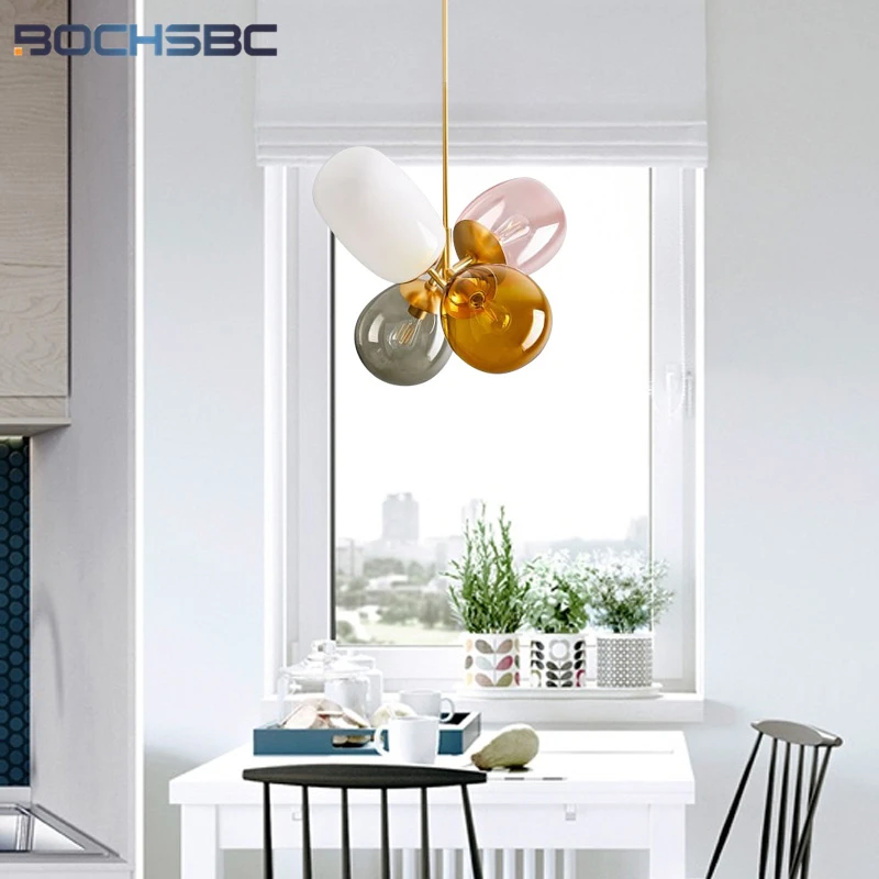 8001 BOCHSBC 2019 NEW Color Balloon Stained Glass Ball Pendant Lamp For Children Bedroom Nordic Modern Light Hanging Fixture Hanglamp
