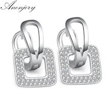 Anenjery высококлассные 925 пробы серебряные серьги мозаика CZ Циркон квадратные серьги гвоздики для женщин oorbellen pendientes S-E367