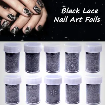 

1pcs New Sexy Black Lace Flowers Nail Art Transfer Foil Sticker DIY Beauty Polish Design Print Nail Decorations