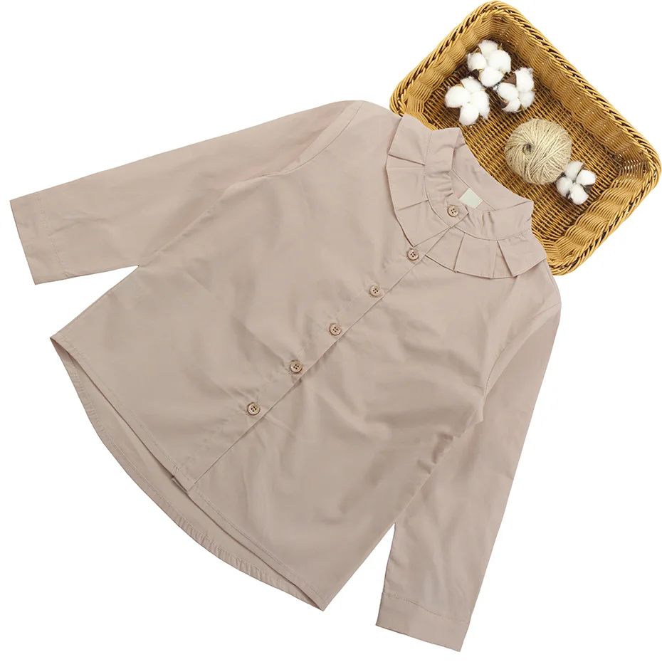 Белая блузка для девочек школьная блуза с длинными рукавами для девочек; сезон весна-осень; школьные рубашки для девочек; топы для подростков; костюмы для девочек