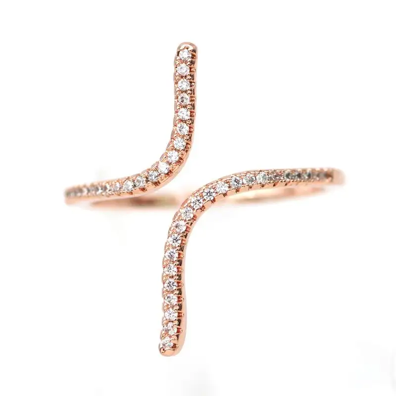 

Personality Rhinestone Rings For Women New Fashion Jewelry Wholesale Geometric Open Ring Adjustable