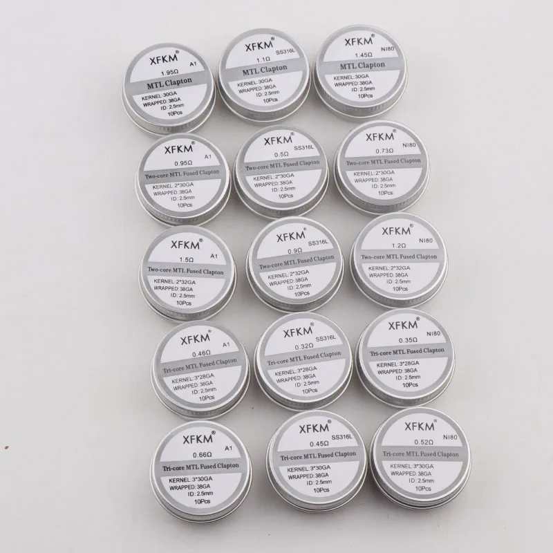 Новая нагревательная проволока XFKM 10 шт./кор. NI80/A1/SS316L MTL Clapton готовые катушки для RDA