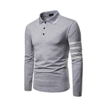 Мужская Весенняя рубашка поло с длинными рукавами с отложным воротником, приталенный пуловер в стиле пэчворк, топы BS88