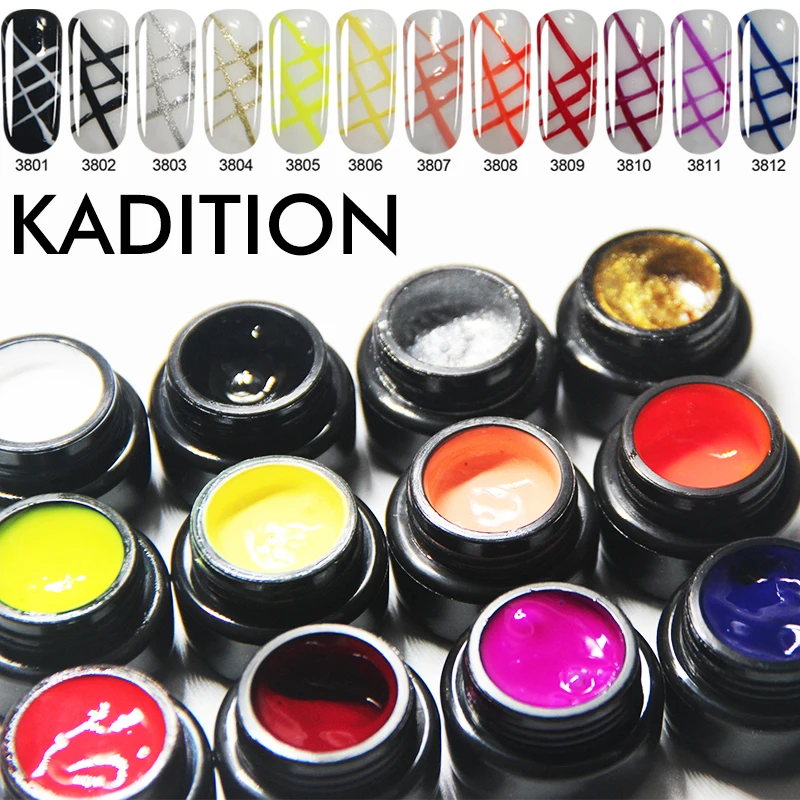 

KADITION 5ml Painted Glue Nail Plastic Painting Wire Drawing 12 Color Painted Nail Art Polish Colored Paint Builder Decoration