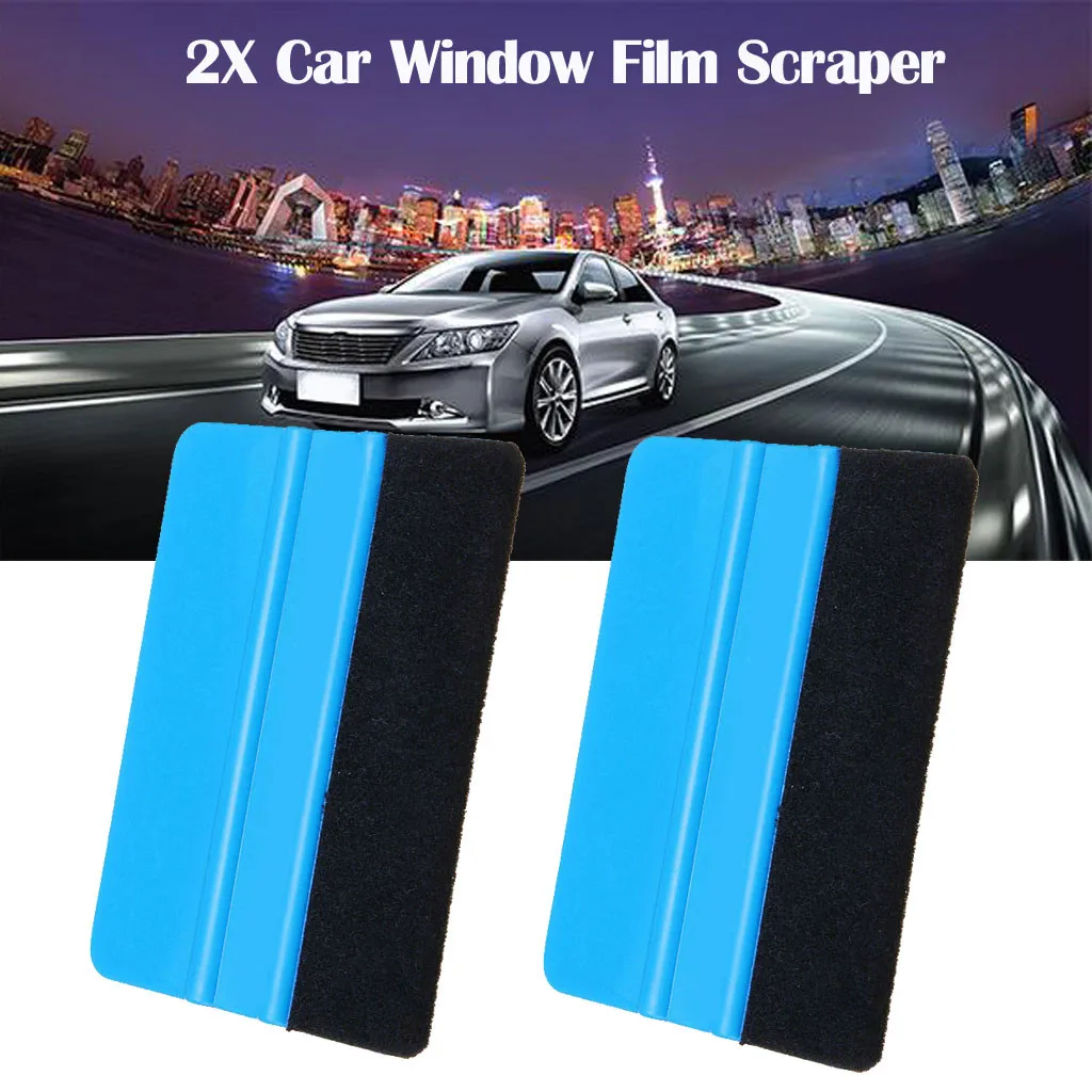 

Franchise 2XPlastic+Felt edge Car Vinyl Wrap Squeegee Windshield Film Scraper Tool Blue #0605