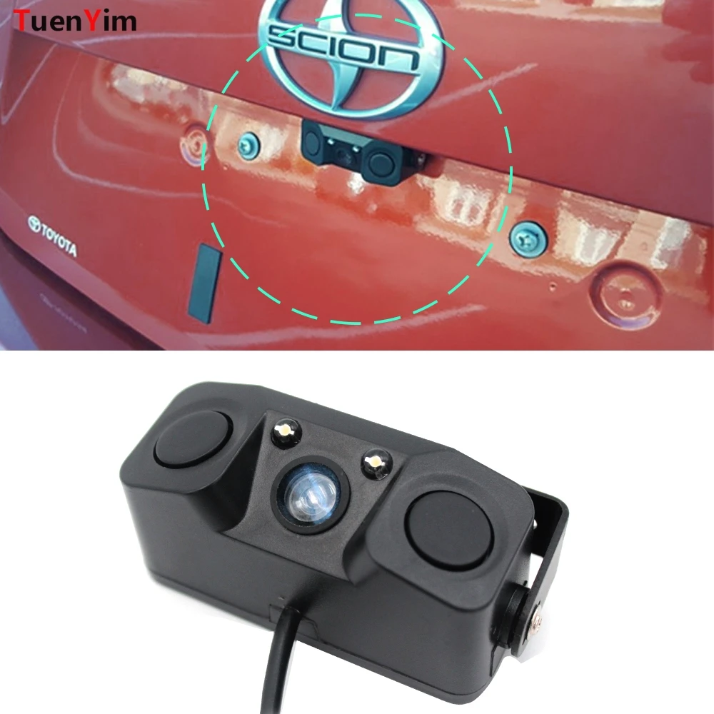 3в1 звуковая сигнализация парковочная вспомогательная Система радар-детектор сенсор автомобильный обратный резервный светодиодный камера заднего вида ночного видения