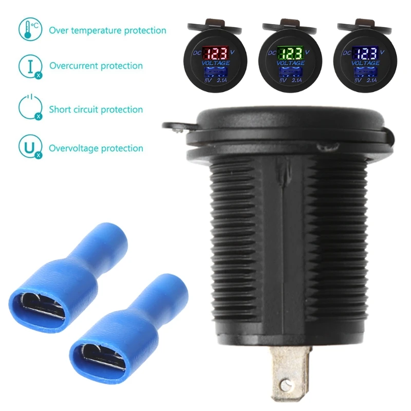 5V 2.1A мотоцикл розетка в автомобиль напряжение дисплей USB зарядное устройство светодиодный цифровая панель дисплея