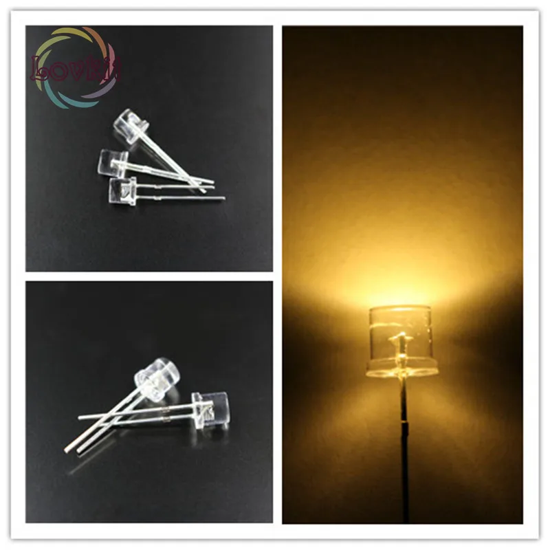 

1000 x LED 5MM Flat Top Warm White LED Wide Angle Emitting Diodes Urtal Bright Light Bulb Lamp F5MM Active Components