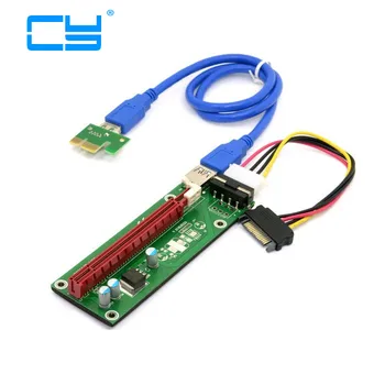 

60 cm PCIE PCI-E 1x a 16x Expresso Riser Cartao SATA 4pin fonte de Alimentacao com USB 3.0 Cabo De Dados Para Maquina Minei