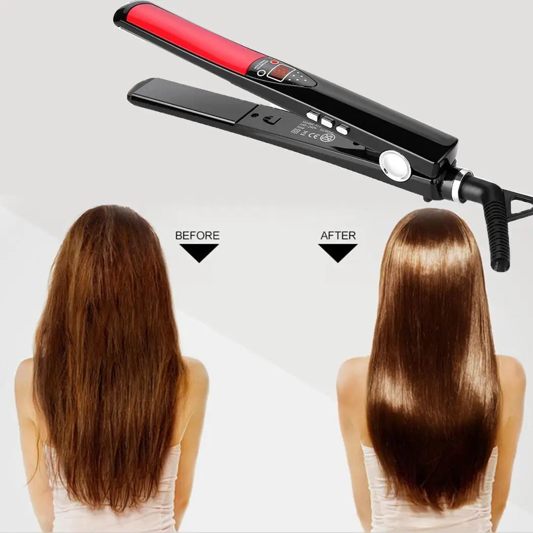 

Electric Hair Straightener Splint Ceramic Fast Heating LCD Digital Display Portable DIY Hairstyle Straight Curl Hair Stick
