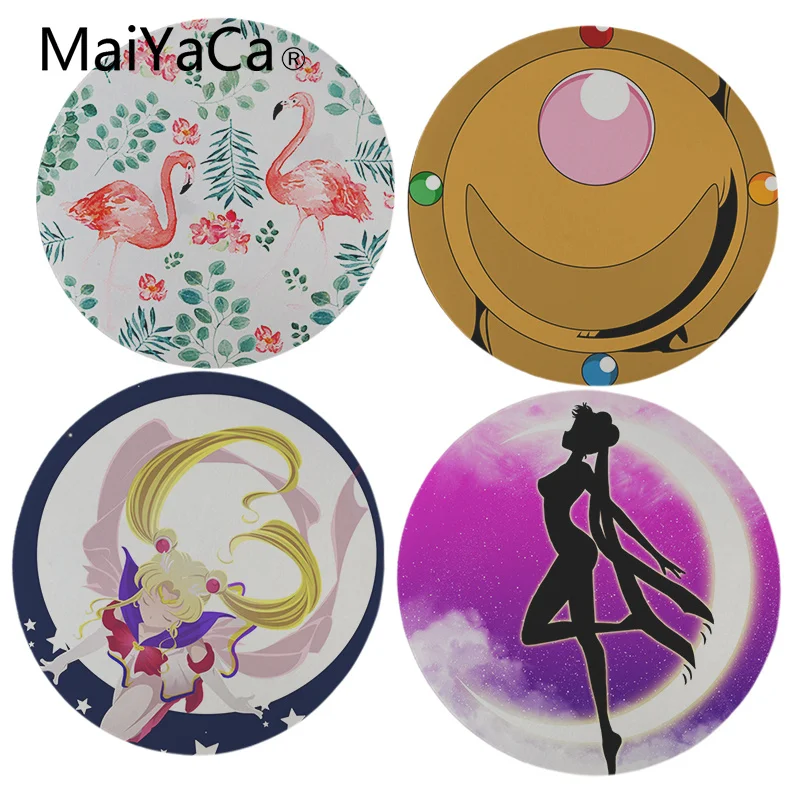 

MaiCaYa Hot Cute Sailor Moon Mouse Pad Speed Control mat Pink Flamingo Natural Rubber Round Gaming Mouse Pad