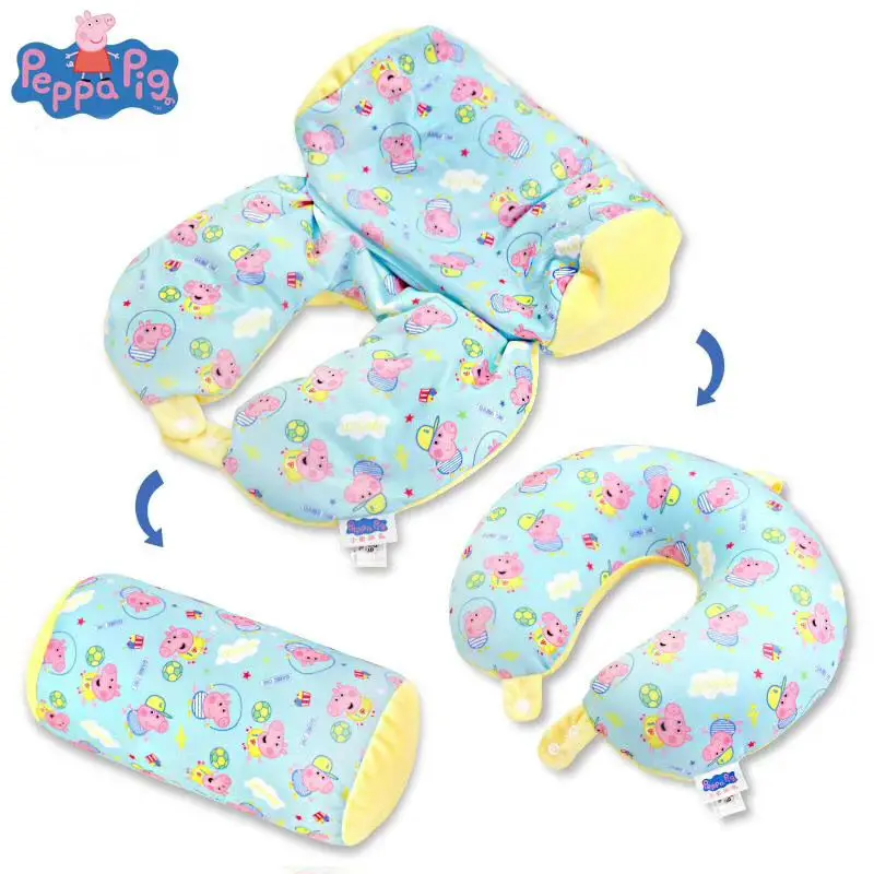 

Genuine Peppa Pig 2019 changeable plush type U pillow round square shapemuti-function Pillow for age 3-6-10years Children's toy