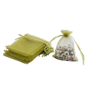 

100Pcs 120*100/70*90mm Organza Drawstring Gift Jewelry Bag Pouch Light green CHIC