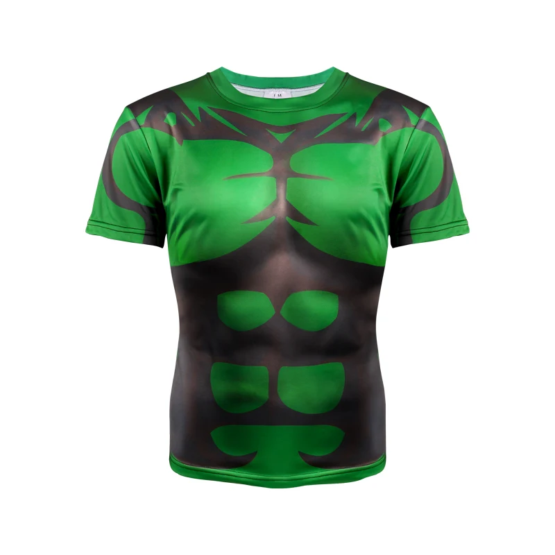 Green Masked Hero Mesh Ventilate 3D Superhero Man T Shirt Exercise Men Short Sleeve Skintight Bicycle Jersey | Мужская одежда