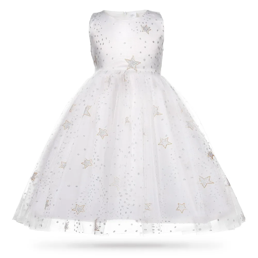 Cielarko/платье для девочек на свадьбу, день рождения, вечеринку, принт со звездой, длинные платья без рукавов, элегантное детское бальное платье, Детская нарядная одежда