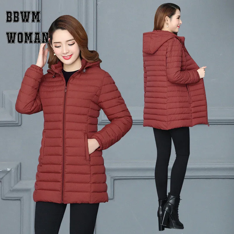 Beste Lichtgewicht Katoen Lange Parka Effen Kleur Lange Mouw Winter Warm Elegant Plus Size Vrouwelijke Gewatteerde Jas ZO1777