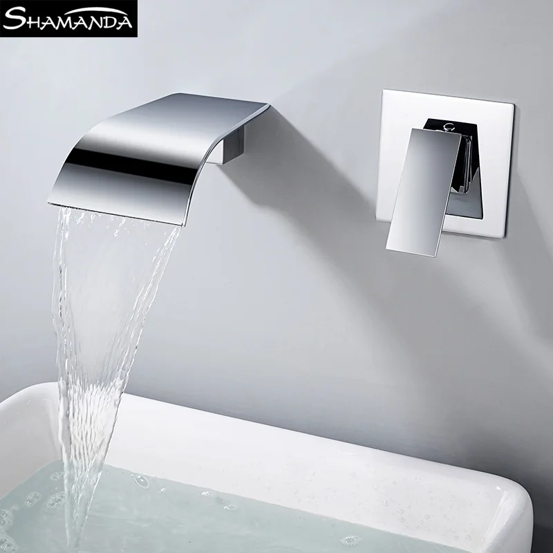 

SHAMANDA copper all hot and cold water falls into the wall type basin faucet can rotate basin faucet embedded box