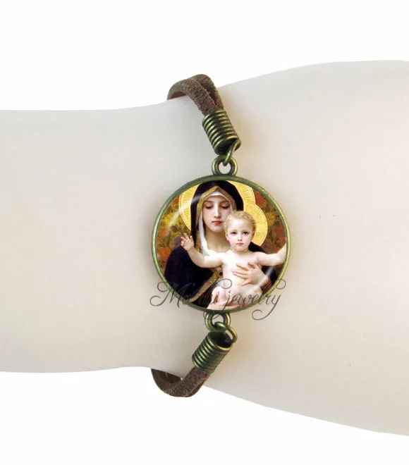 Handmade Virgin Mary bracelet Holy Mother of God jewelry glass Jesus