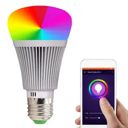 Smart светодио дный свет Цвет затемнения RGB + W лампы наличии 7 Вт E27 лампы Wi-Fi Wirelessr эмоции контрольная лампа Цвет изменение затемнения