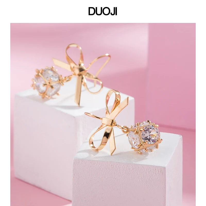 DUOJI серьги женские 2019 корейские модные из циркона золотые Короткие ретро