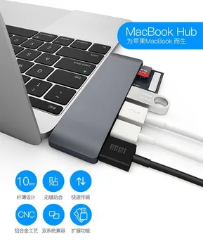 

10pcs USB-C Aluminum 4K USB C Hub HDMI Type C Hub 3.0 Splitter Adapter TF Micro SD Card Reader for Macbook pro