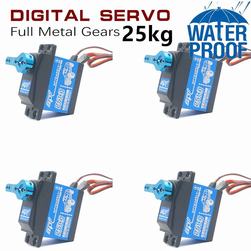 

4pcs Waterproof Metal Gear SPT 5425lv 25KG Large Torque Digital Coreless Servo for RC Car TRAXXAS Crawler TRX4 baja boat robot