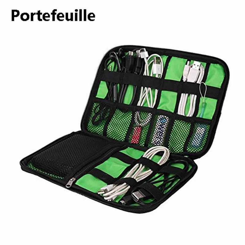 Portefeuille Cellphone Accessories Travel Bag Holder For iPhone 8 Plus 7 6S Cell phone USB Power Bank Cable Organizer Carry Case (1)