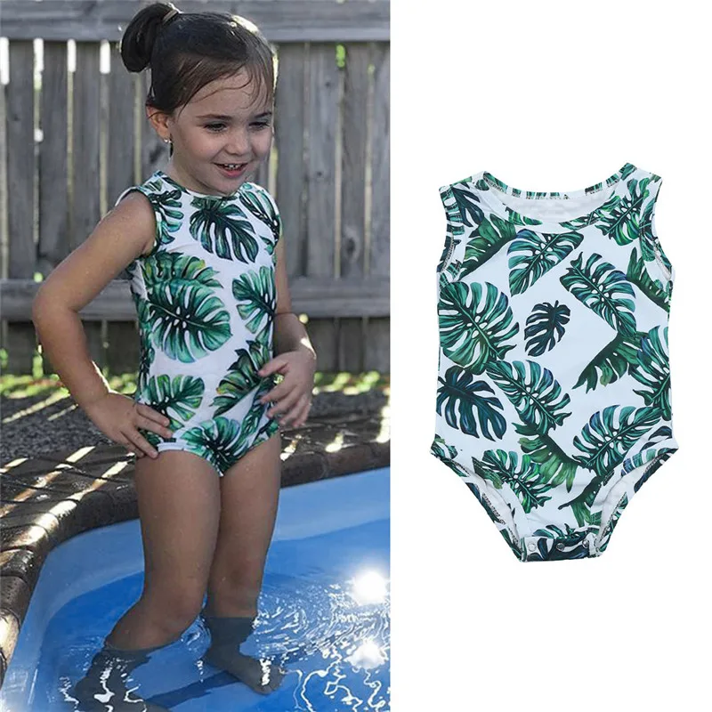 

CHAMSGEND Loss Sale 2018 Infant Kids Baby Girls Swimwear Leaves Print Straps Swimsuit Bathing Bikini Set Bathing Suit Jan 3