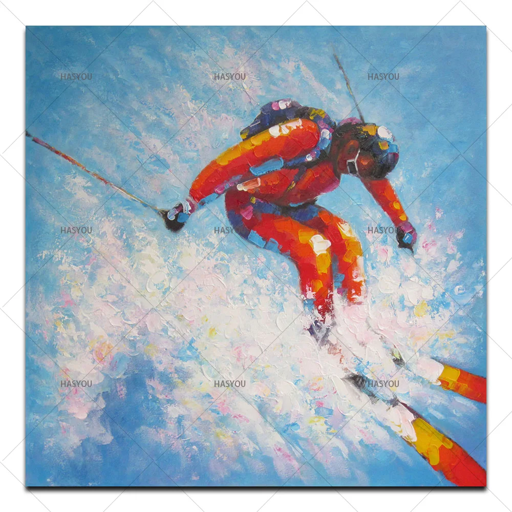 التزلج صور النفط الطلاء بواسطة قماش مرسومة باليد النفط الطلاء ل جدار الفن الصورة تزيين المنزل شنقا في المعيشة غرفة