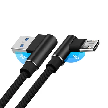Картинка Кабель Micro USB 90 градусов Micro USB кабель для быстрой зарядки для samsung Xiaomi huawei телефон Micro USB кабель для передачи данных