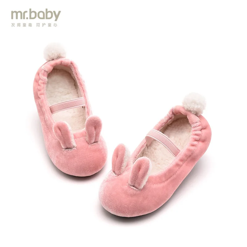 

Mr.baby winter new playful rabbit ears girl cotton shoes plush rabbit tail shoes
