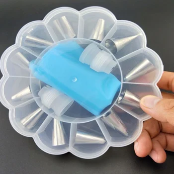 

12PCS Stainless Steel Nozzle + 1pcs Silicone Icing Piping 1pcs Box,Cream Pastry Bag Pastry Tips Converter DIY Cake Decorat Tools
