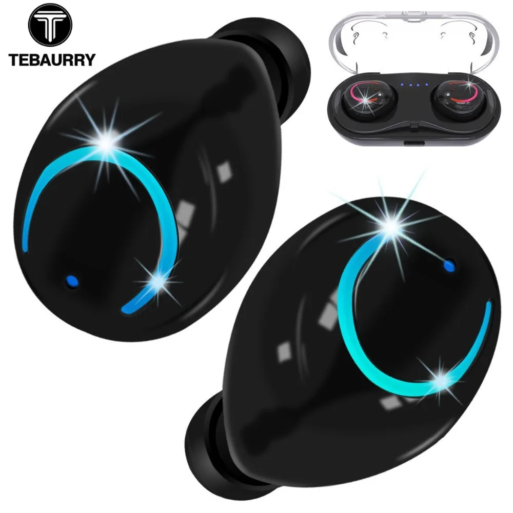 

TEBAURRY TWS Invisible Mini Bluetooth Headset Wireless Bluetooth Earphone Stereo Earbuds with Charging box for iphone xiaomi