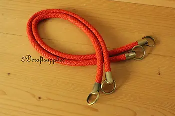 

Crochet PU leather handles purse handles a pair 25 inch Neon Orange M41H