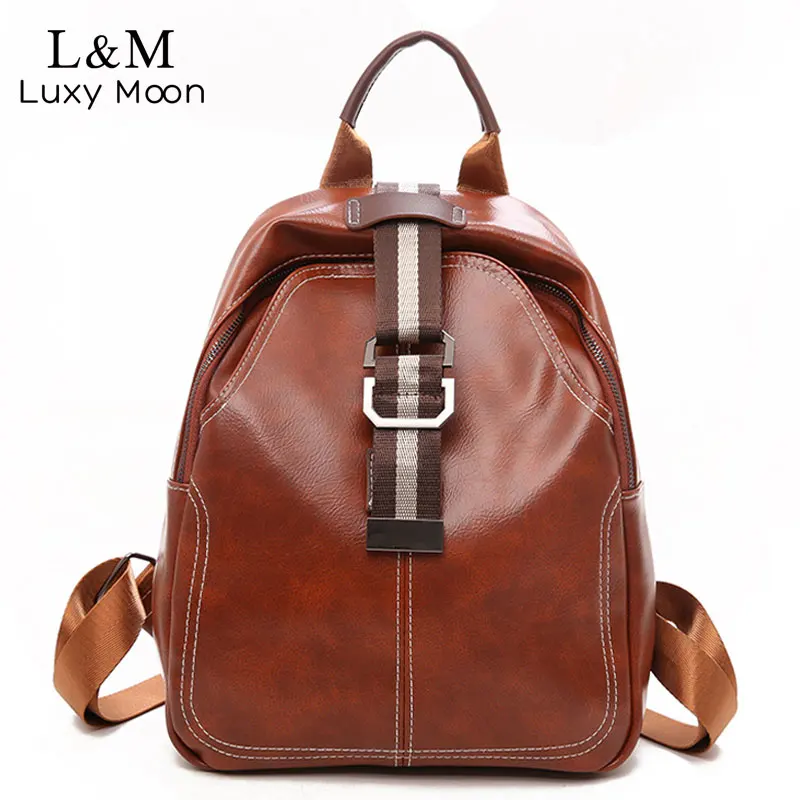 

Korean Women Bag Female Rucksack Leisure Student School bag Soft Leather Backpack Fashion Vintage Female Backpack 2018 XA175H