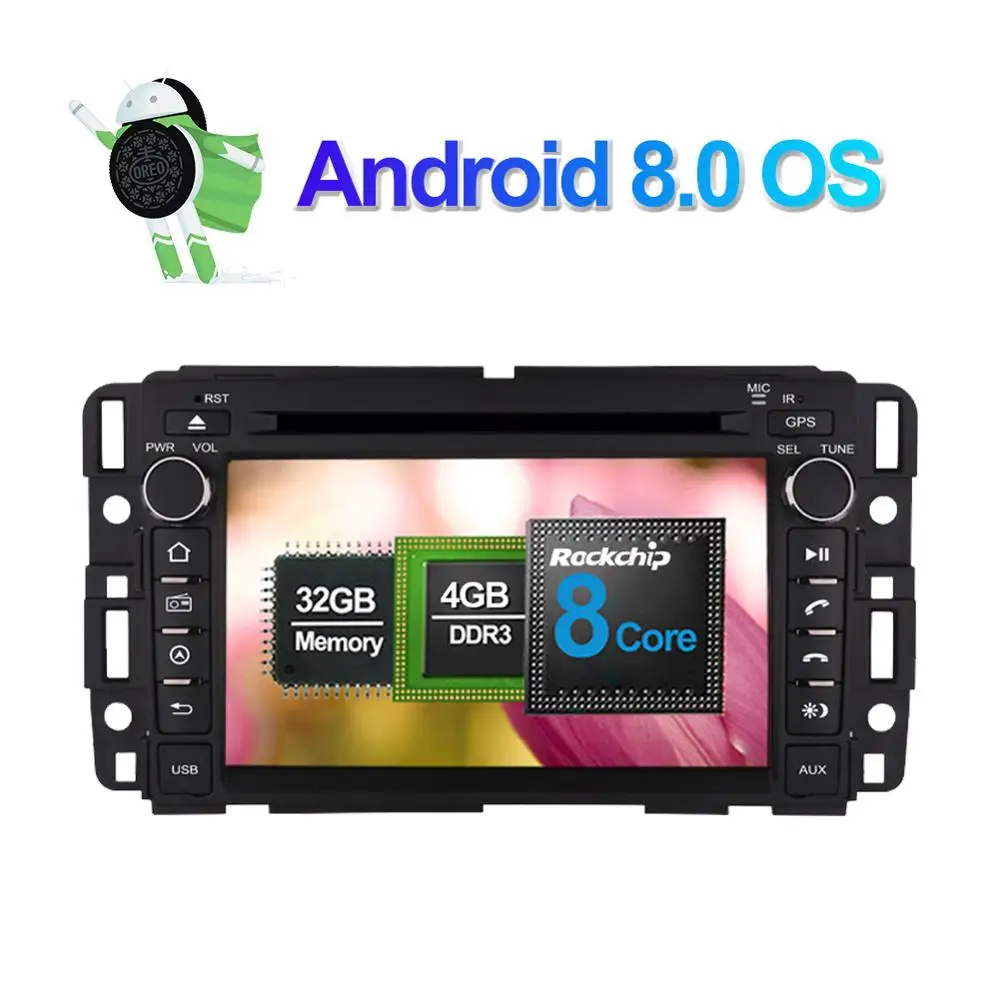 

2 Din Android 8.0 Octa Core 4GB RAM Car Radio USB AUX GPS Navigation For GMC Yukon Tahoe Acadia 2007-2012 Car Multimedia Player