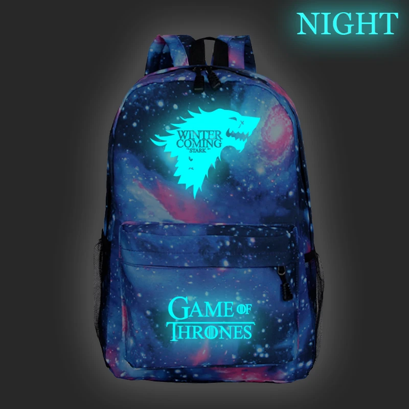 

Hot Sale Game of Thrones Luminous Backpack House Stark Students Boys Girls School Bags Fashion New Pattern Rucksack for Teens