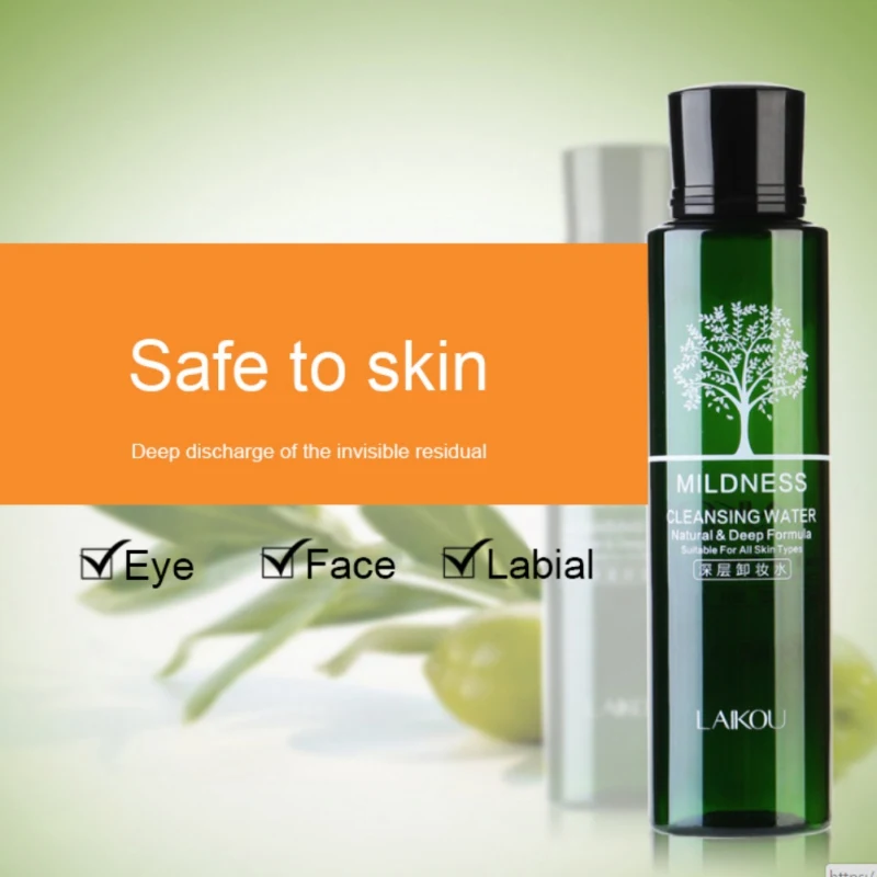 

Quick Dissolve Deep Clean Purify Olive Cleansing Water Makeup Remover Eyes Lips Shrink Pores Cleanser