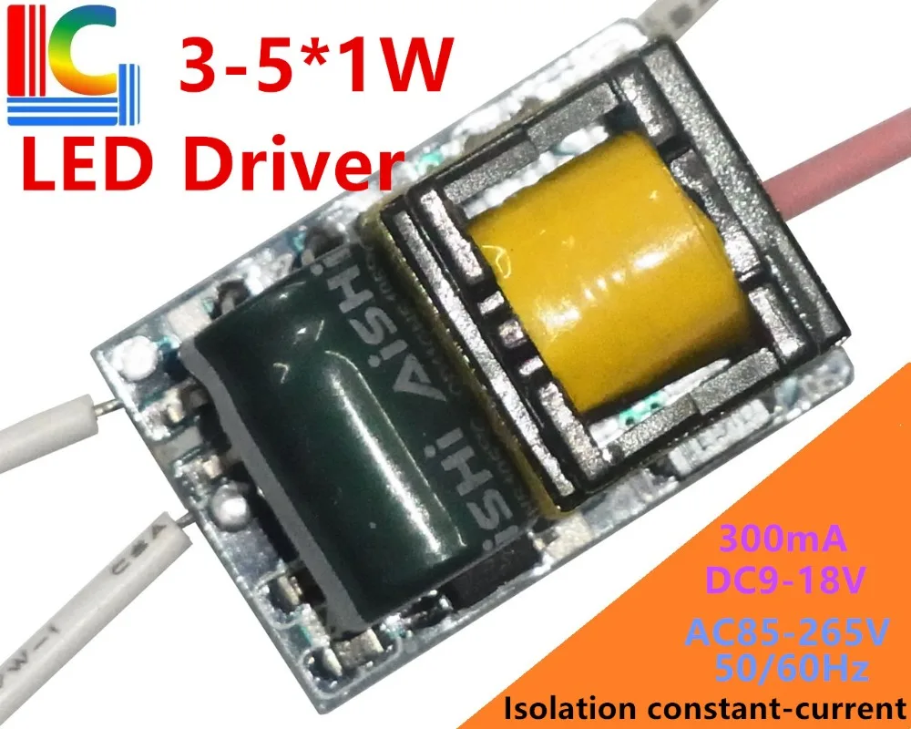 

3W 4W 5W LED Driver 300mA 3-5*1W light bulb Power Supply BP9022A Isolation Lighting Transformer LED Spotlight adapter 5PCs/Lot