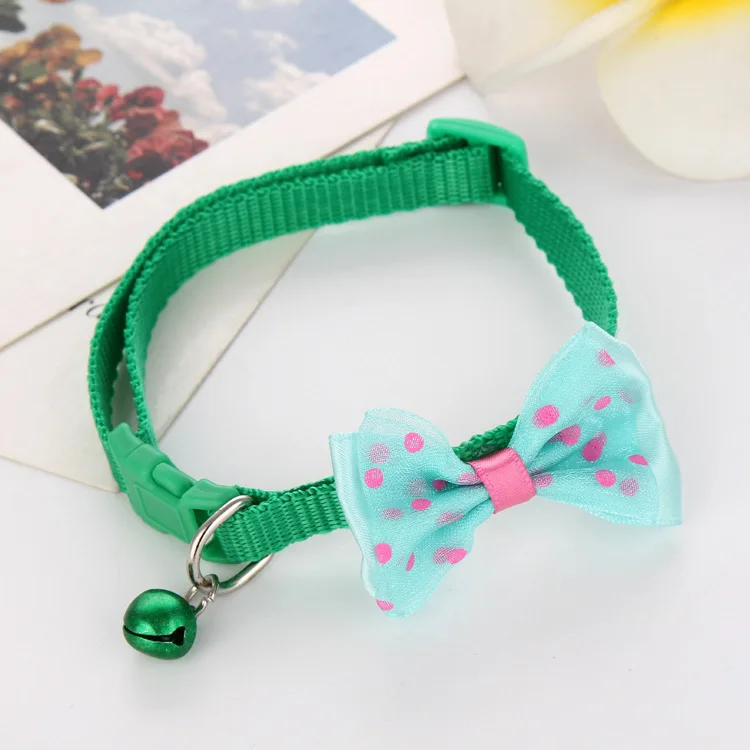 2019new Puppy Adjustable Pet Collar Cute Bowknot Necktie Dog Cat Nylon Bell Kitten Bow Tie Collar - Цвет: 07