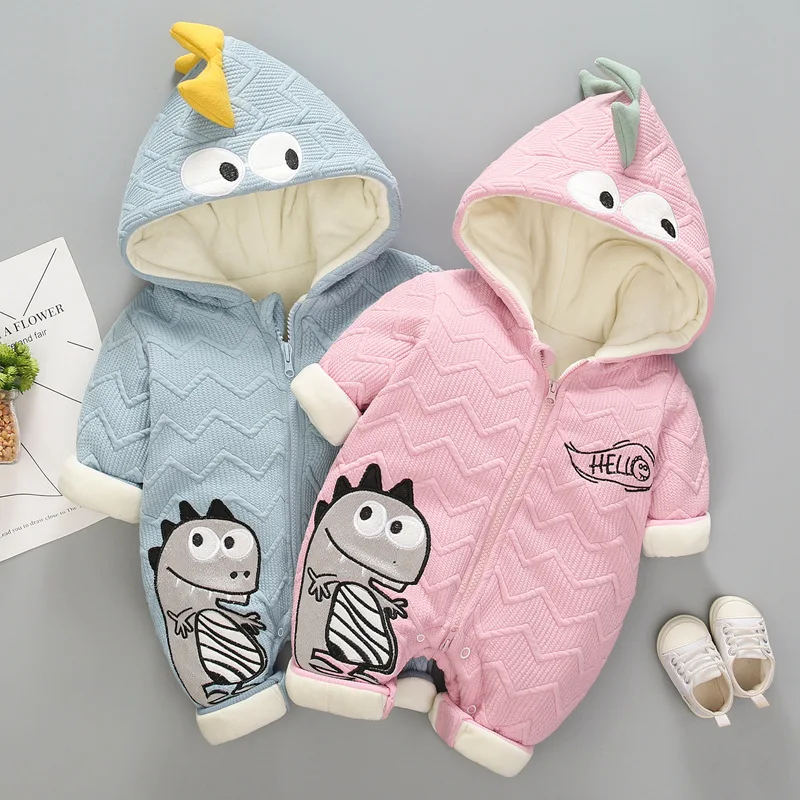 

Baby Rompers Baby Girl Autumn Winter Jumpsuit Boys Children Clothes Newborn Fleece Romper Jackets Thick Warm Cartoon Outfits