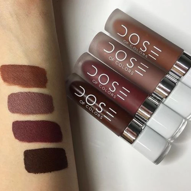 Wholesale 2016 New Dose Of Colors Matte Liquid Lipstick Dupe to Celebrity Liquid Lipstick Lip Gloss for mix 12 colors