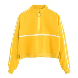 Модная Повседневная Женская толстовка с длинным рукавом джемпер пуловер без бретелек желтый черный девушка горячий новый #4S6