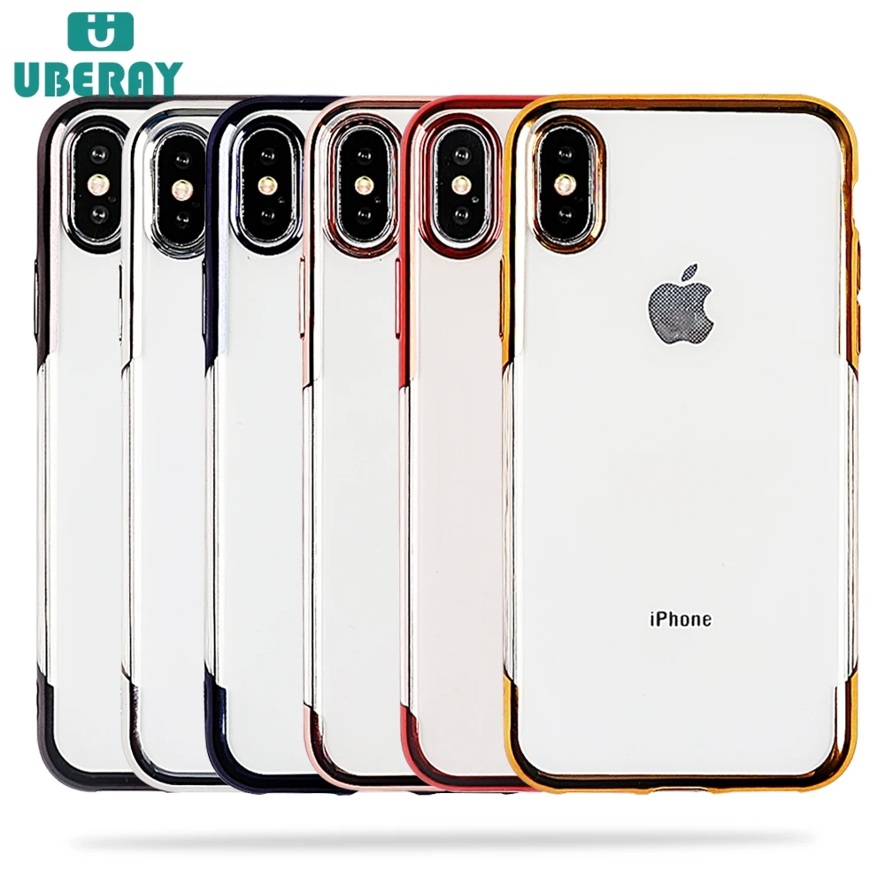 Простые прозрачные чехлы UBERAY из ТПУ чехол с покрытием для iPhone X XR XS Max 6 6s 7 8 Plus