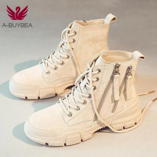 

INS Hot Women Ankle Boots 22.5-25CM Length Woman Martin Boots British Wind Student Low Boots Web Celebrity Short Zipper Boots