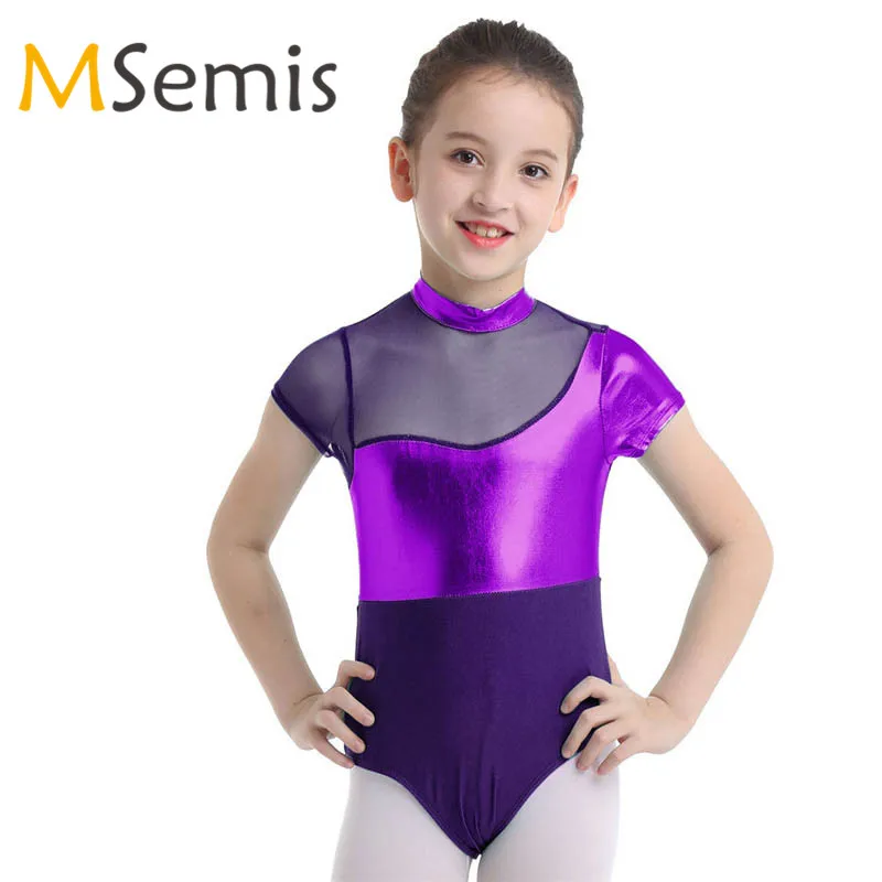 

Kids Girls Gymnastic Swimsuit Swimwear Leotard Bodysuit BalletDance Leotard Jumpsuit Swimming Suit Children's Metallic Swimsuit