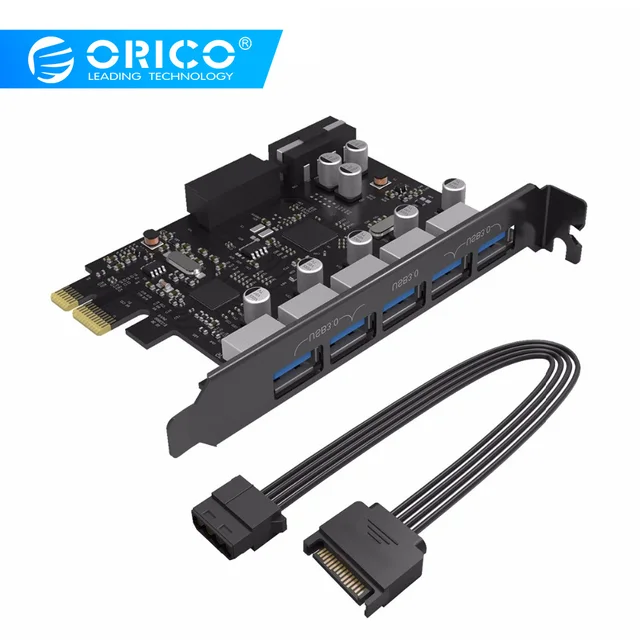 USB3.0 PCI-E карты расширения 5 Порты концентратор адаптер внешний контроллер Express Card плата расширения с 4-контактный разъем питания шнур