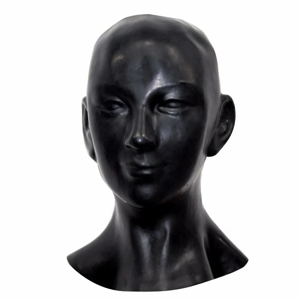 (LS09)Fetish Latex full head human Anatomical female face lady latex